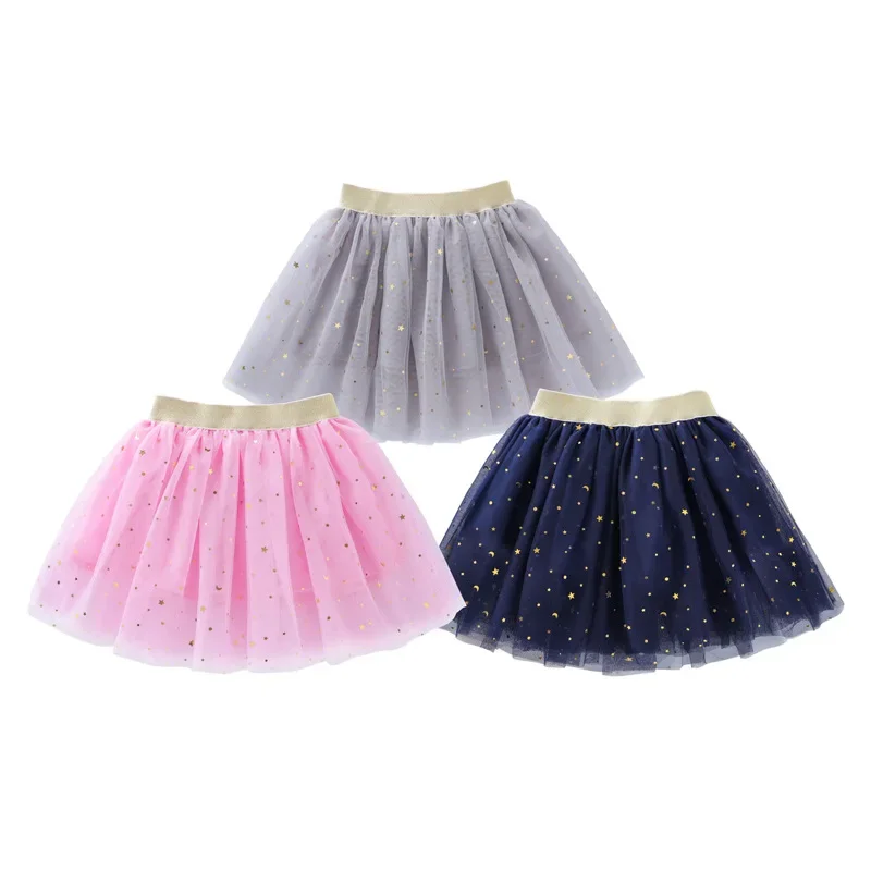 Kids Miniskirts Girls Princess Stars Tutu Baby Birthday Party Girl Skirt 2-10Years Child Faldas Elastic Clothes Pink Skirt