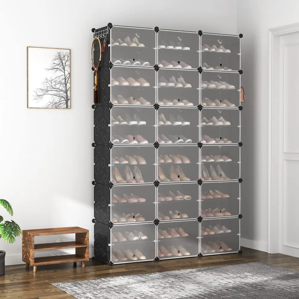 Portable shoe rack organizer for closet entrance 12 tier shoe locker, space saver, closed shoe storage cabinet with door, cover