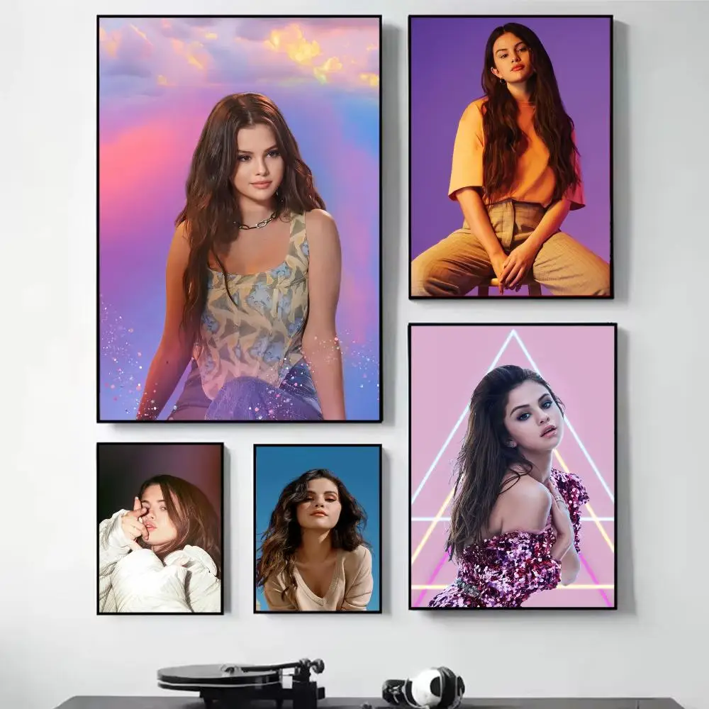 S-Selena Gomez Painting Calligraphy Self Adhesive Wall Art Waterproof Print For Bedroom Living Room Hallway Home Decor