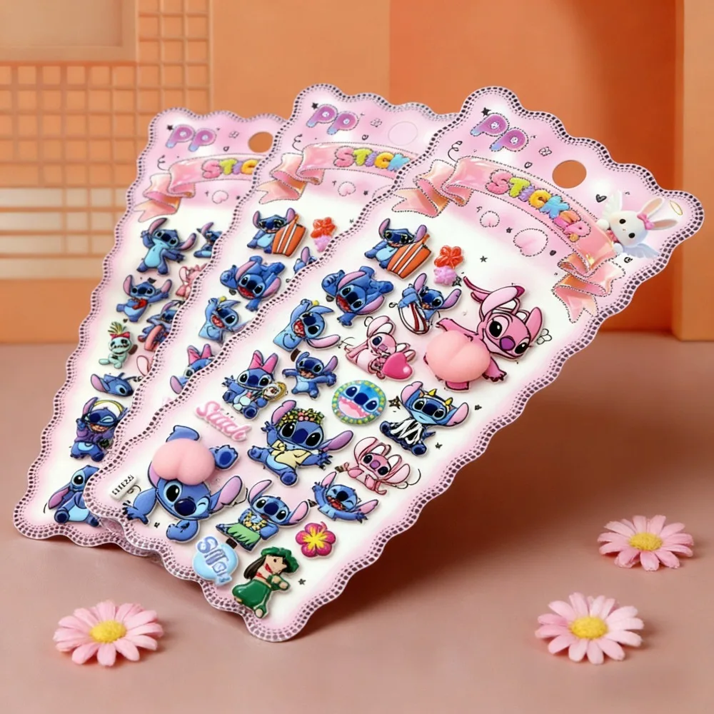ديزني غرزة لينة قرصة سعيدة الأرداف ملصق الأطفال الضغط ثلاثية الأبعاد فقاعة ملصق جراب هاتف لاصقة تزيين