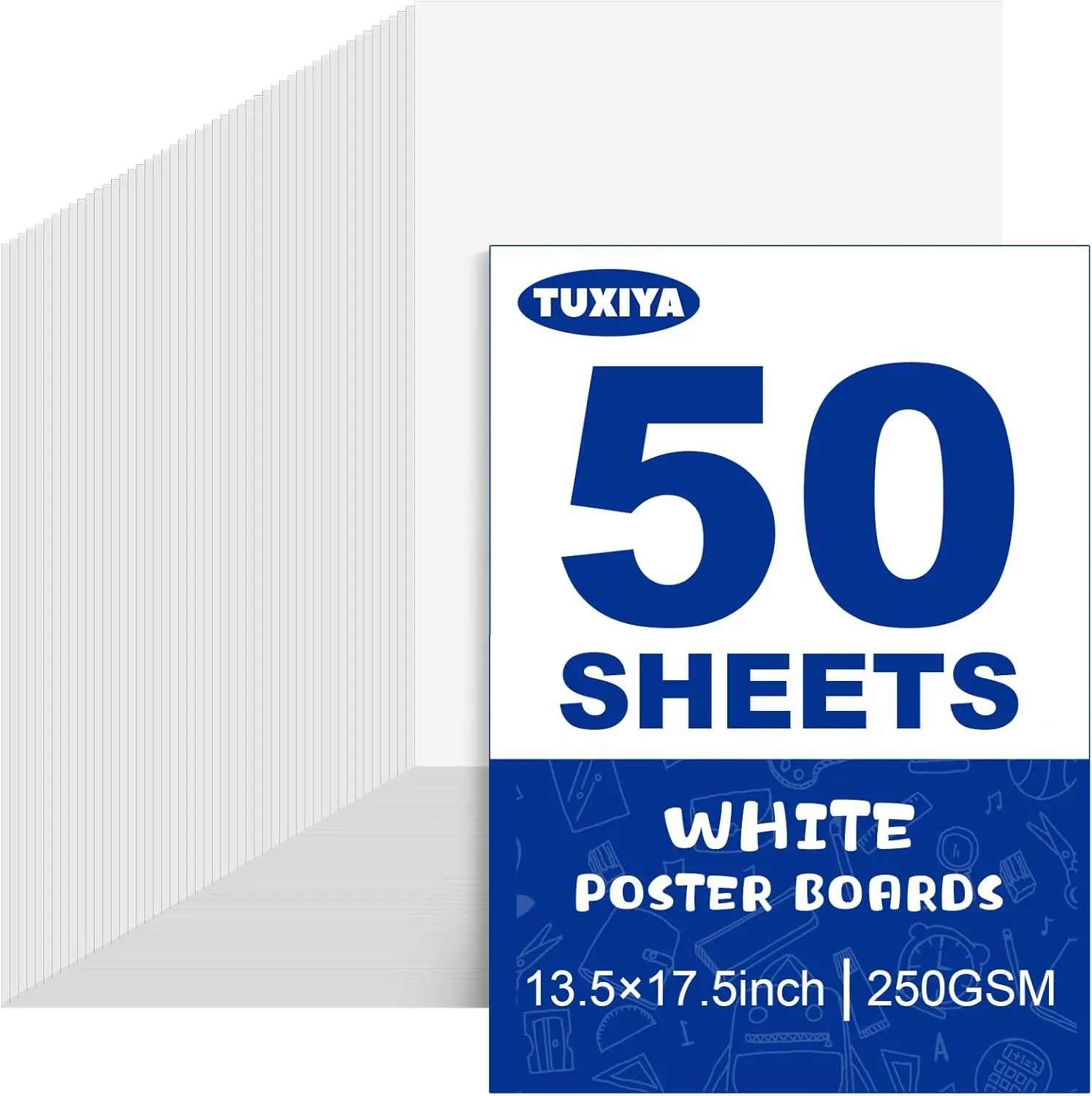 

50 Pack White Poster Board 13.5x17.5 for Art Projects, Presentations, Drawing & Scrapbooking