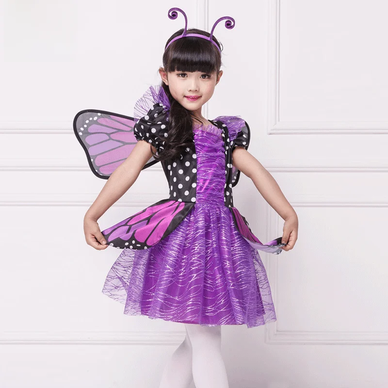 

Harroway Halloween Cosplay Costume Fairy Skirt with Wings for Girls Stage Performance Party Children's Outfit