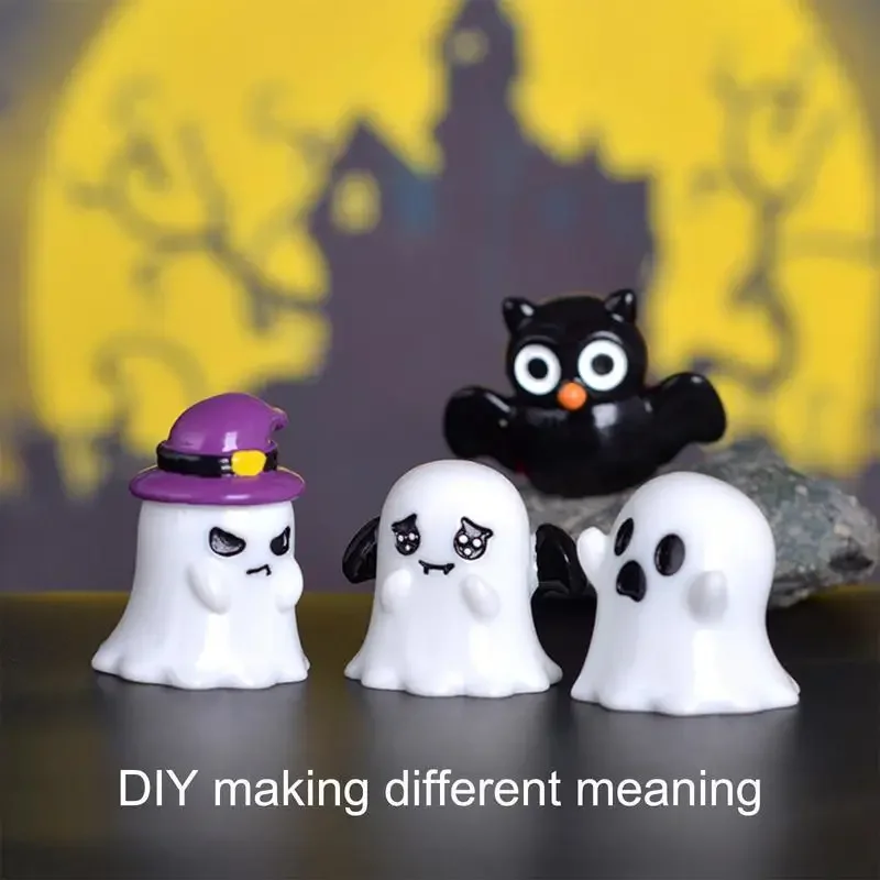Halloween MicroLandscape Miniature Figurines Resin Craft Mini Fairy Garden Ornaments Cute Pumpkin Ghost Vampire Decoration