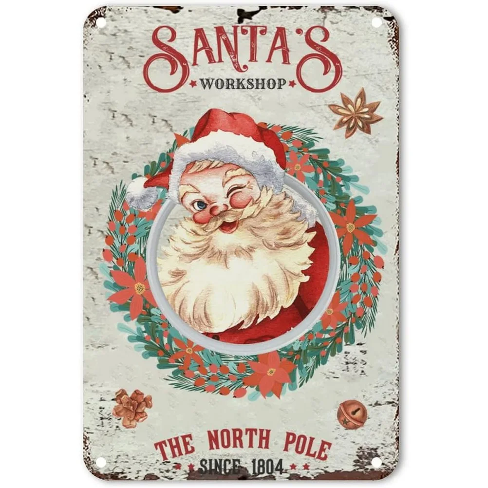 عيد ميلاد سعيد سانت كلوز معدن القصدير علامات الفن الملصقات لوحة جدار ديكور لقضبان المرآب رجل كهف مقهى النوادي الرجعية الملصقات اللوحة
