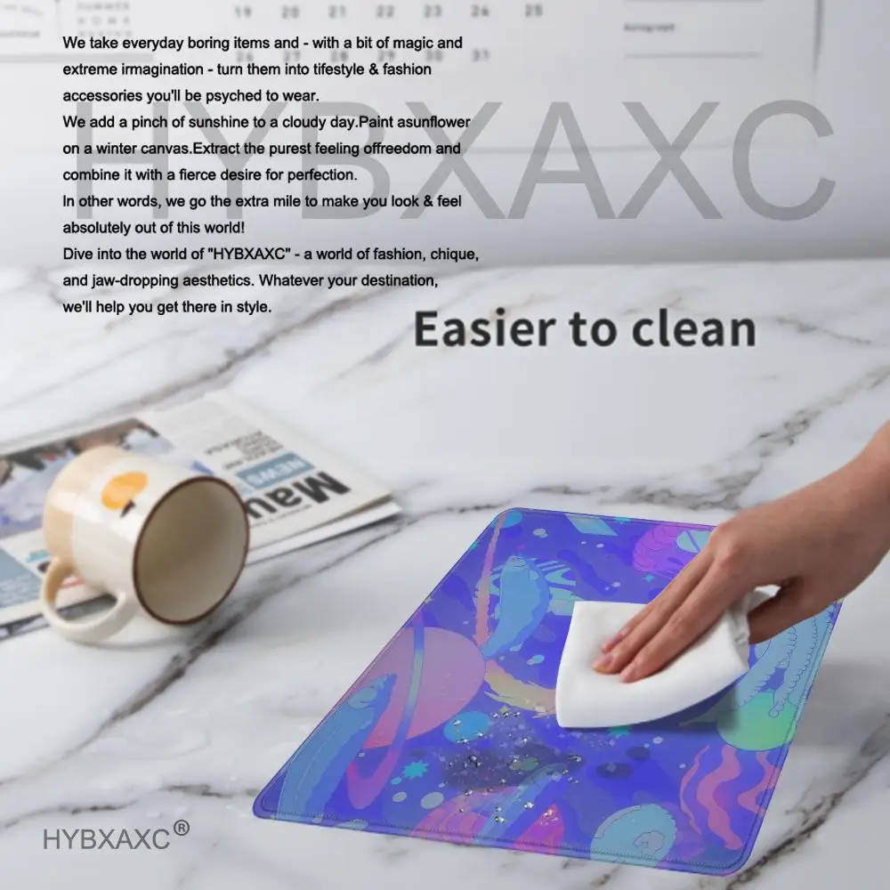1PC Cosmic Jellyfish Space Gaming Mouse Pad Large Square Computer Office Game Table Mat XS Neon Abstract Planet Rubber Mousepad