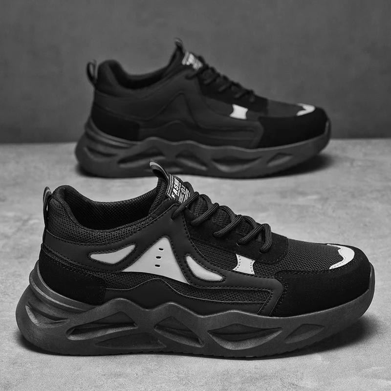 

2025 Viral Men's Fashion Sneakers - Chunky Sole Hong Kong Style Height Boost Breathable Comfortable Daily Commute