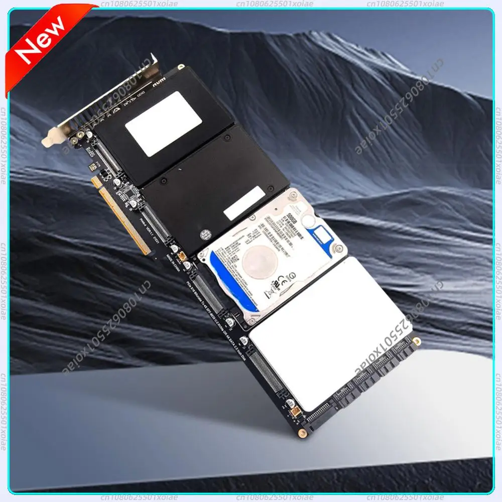 4-Port U2 NVME 2.5Inch SATA SSD Adapter Card Motherboard Support PCIe X4x4x4x4 Bifurcation U.2 To PCIe Card with LED Indicator