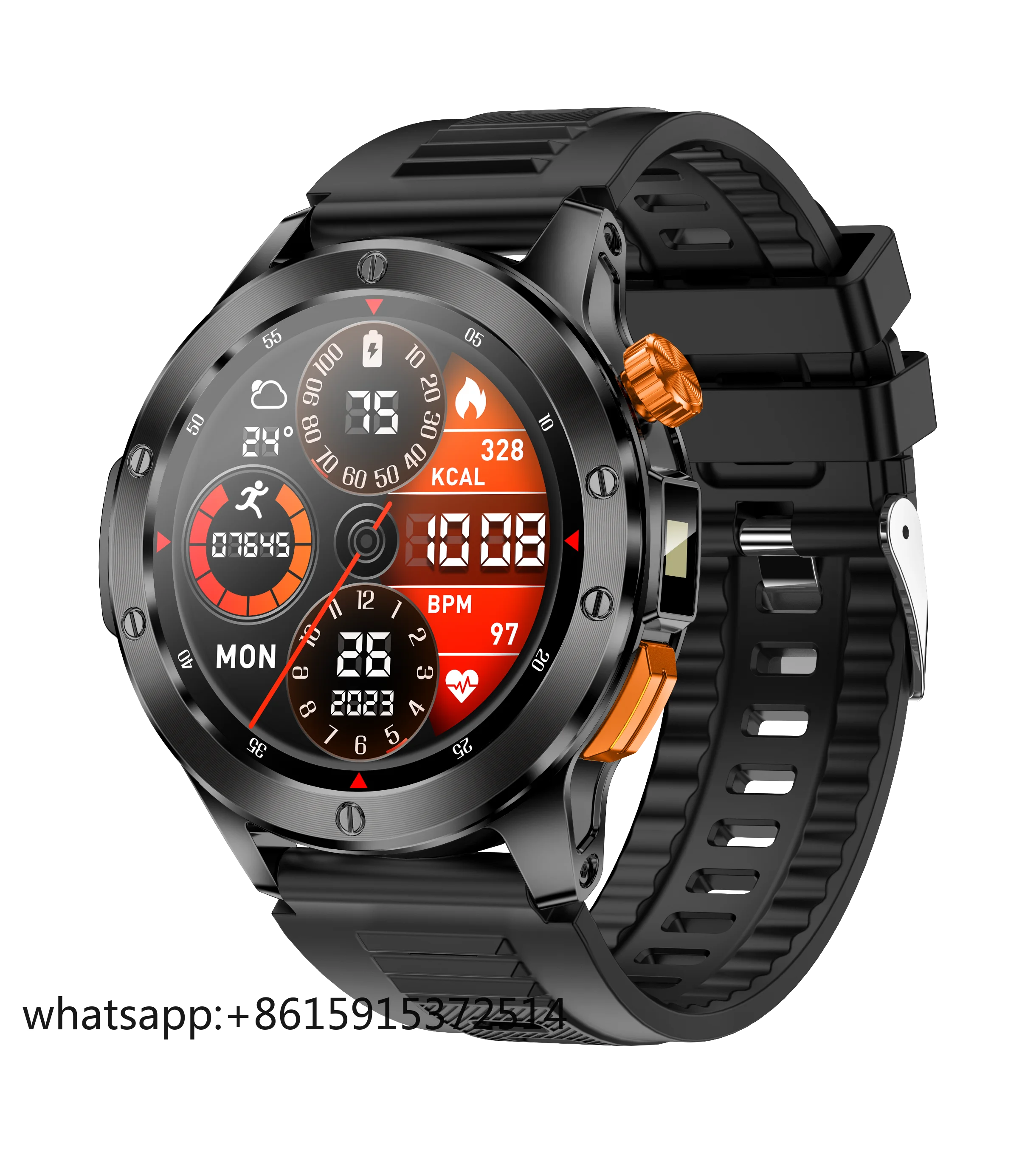 

TLCRETE LED Flashlight Smart Watch V21 1.39 Inch HD Screen Display Message Notification Health Detection Bluetooth Smart Watch C