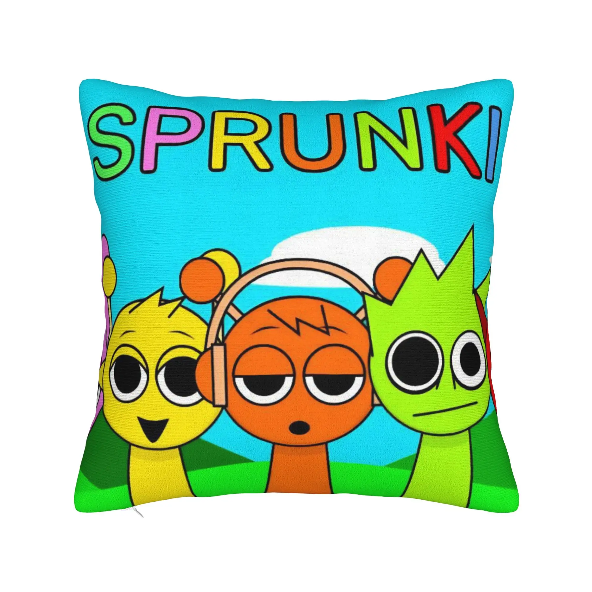 Sprunki Game Square Pillowcases Polyester Room Cartoon Cushion Cover Cute Decorative Pillow Cover 40*40