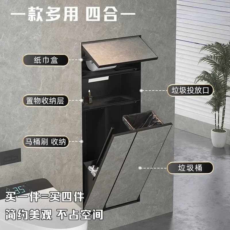 Recessed Stainless Steel Wall Niche Bathroom Embedded Trash Can Tissue Box Storage Rack Custom Wall Cabinet