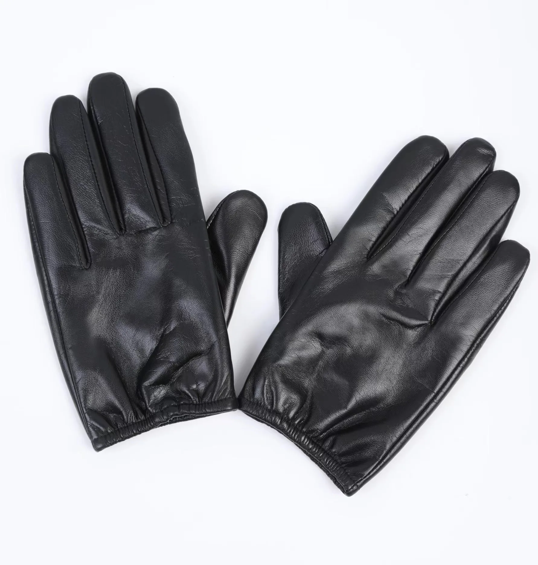 Spring Autumn Winter Goat Leather All Fingers Touch Screen Customized High-End Black Long Glove Shand Warmer  Men Tactical Army