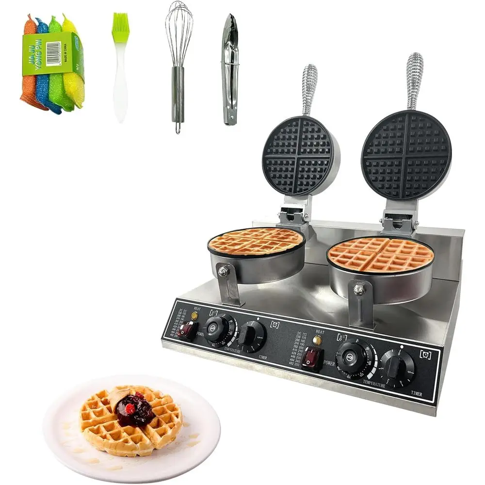 

Double Commercial Wale Maker, 2400W StainlSteel Nonstick Wale Iron with 122℉ to 572℉ Temp Range & Time Control, Perect or Home C