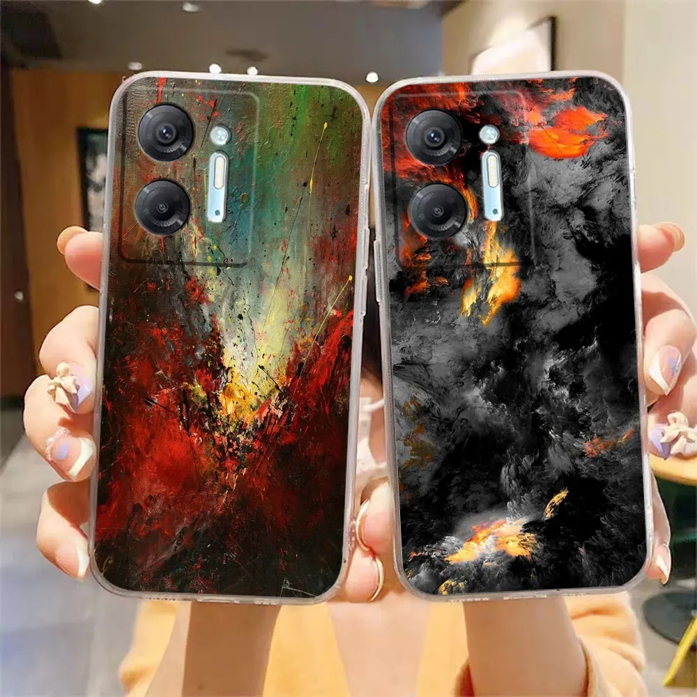 Clear Phone Case For Infinix HOT 9 10 11 12 12i 20 20s 30 30i POVA 2 3 4 PRO PLAY Case Funda Shell Abstract Lacquer Painting