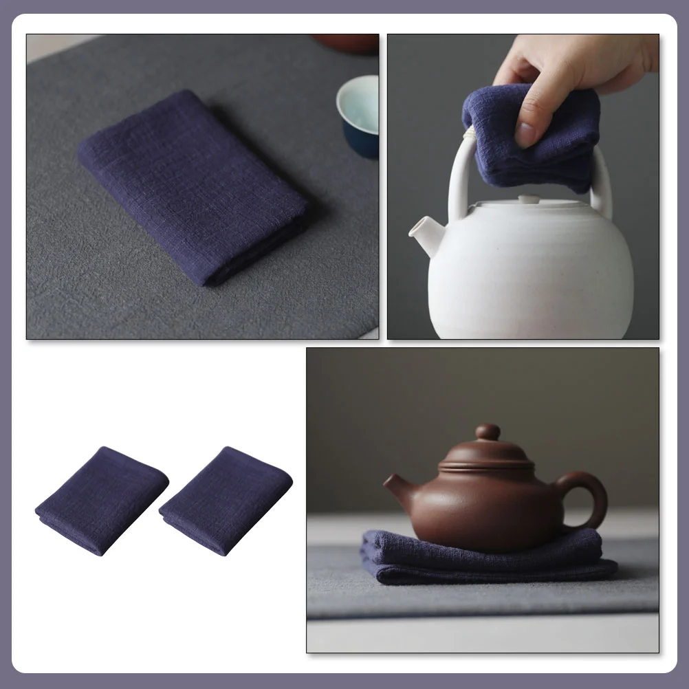 2 Pcs Kitchen Tea Towel Towels for Cleaning Dish Teaware Rag Supple Dishcloths Portable Gadgets