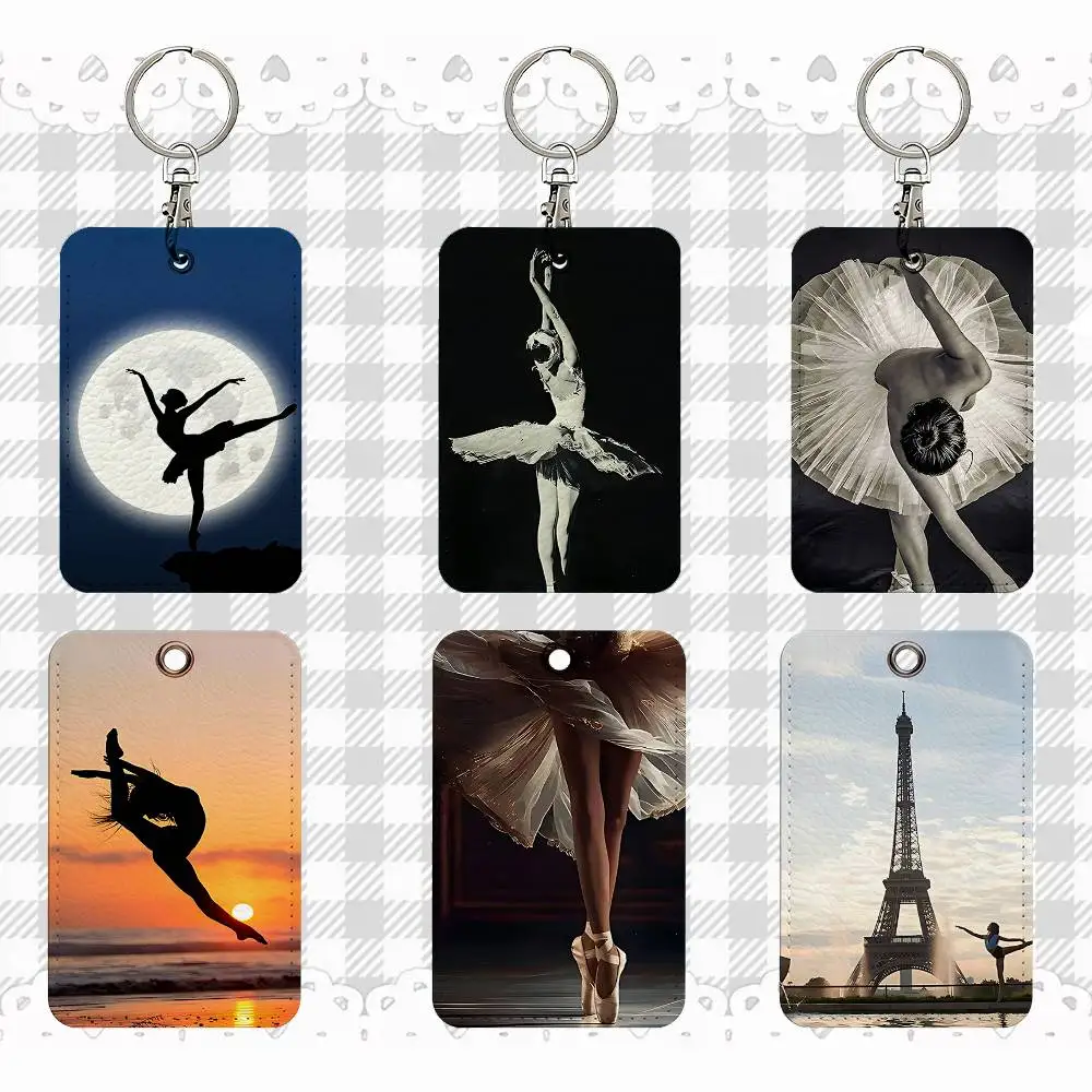 

Балерина, балетные танцы, прямоугольный чехол для удостоверения личности, брелок для ключей, сумка для ключей, кольцо для ключей, кожаный держатель для карт, кольцо для ключей, доступ