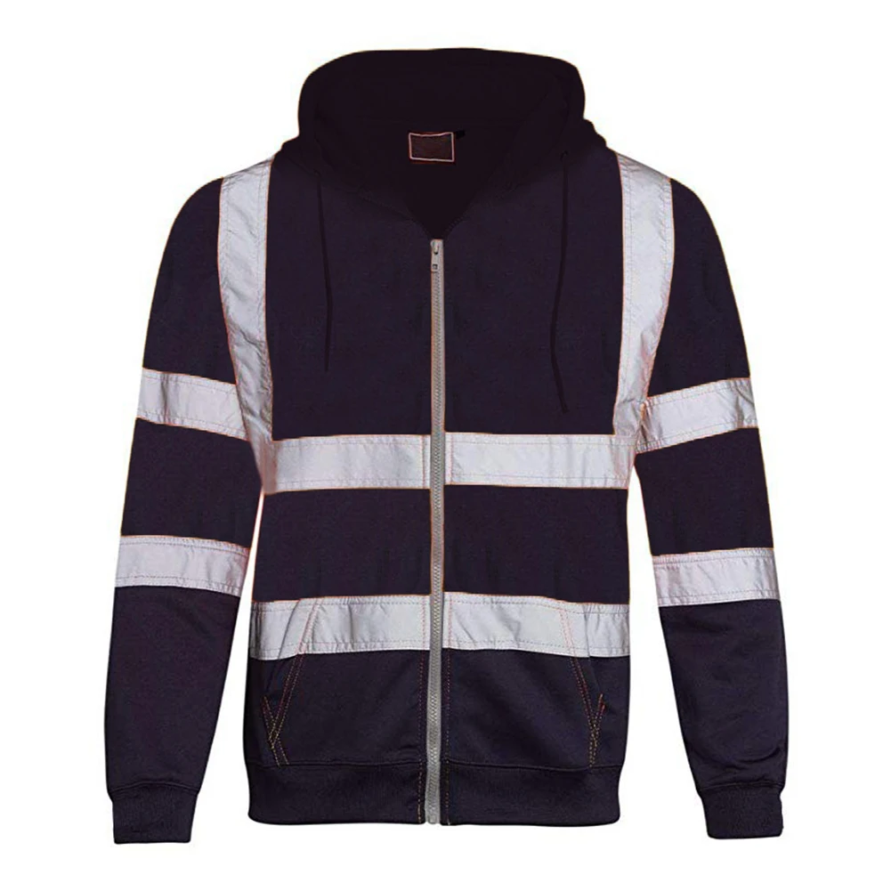 Heren hooded rits tops mode hoge zichtbaarheid reflecterend sweatshirt voor mannen bomberjack zijzakken ademende jas tops