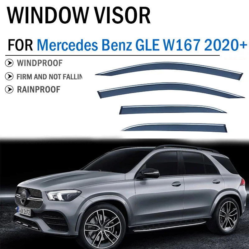 

Accessories FOR Mercedes Benz GLE class W167 2020+ Car Window Deflector Visor Shade Sun Rain Guard Window VIsors Air Awnings