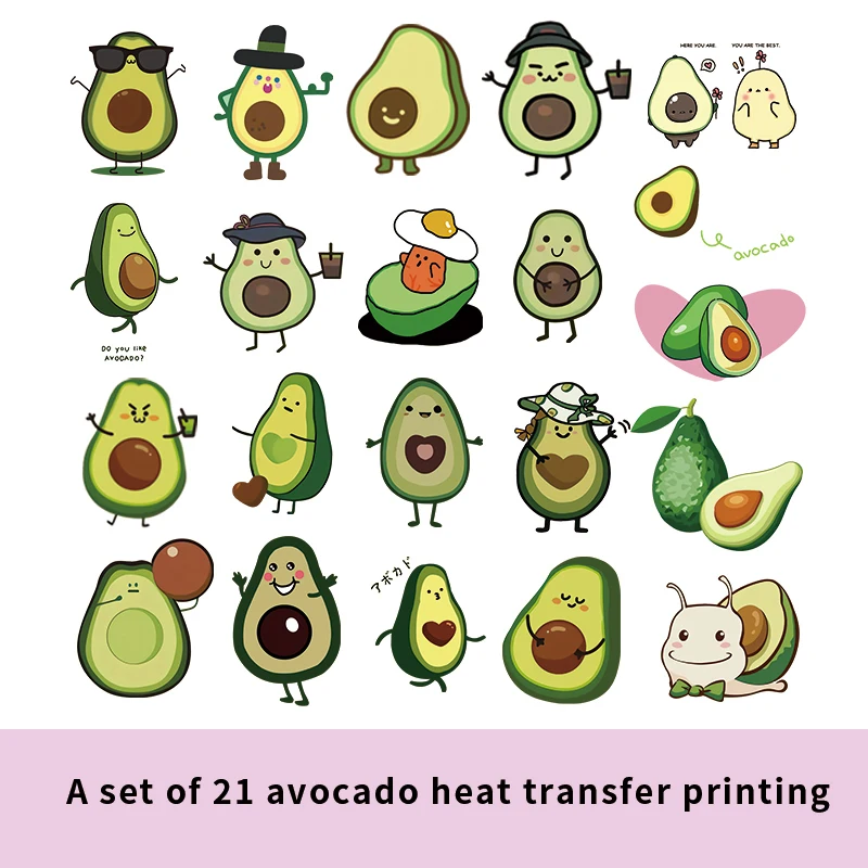 A Complete Set of Avocado Heat Transfer Patches DIY Eye Masks Kids Toys Iron-On T-Shirt Print Washable Patches