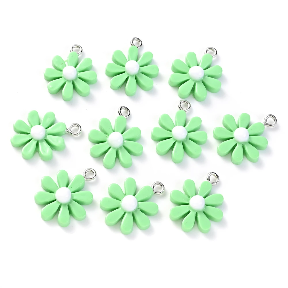 10 Stuks 16X20Mm Daisy Bloem Hanger Kleurrijke Zonnebloem Kralen Charmsfor Sieraden Maken Ketting Oorbel Handgemaakte Sieraden
