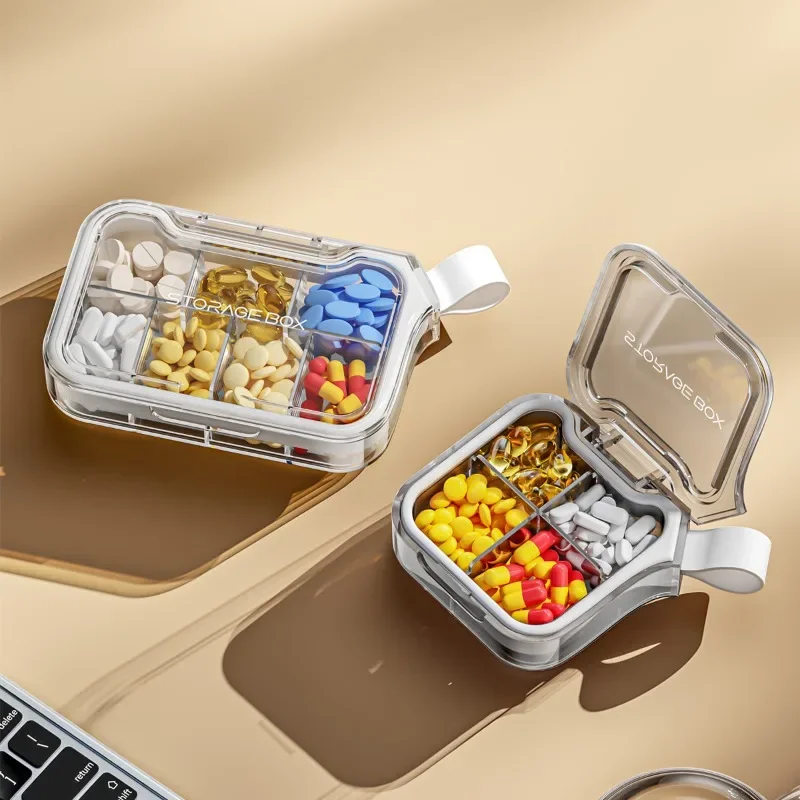 Portable Medicine Storage Box Sealed Moisture-proof Small Sub-packaging Medicine Box for Travel Compact Drug Organizer