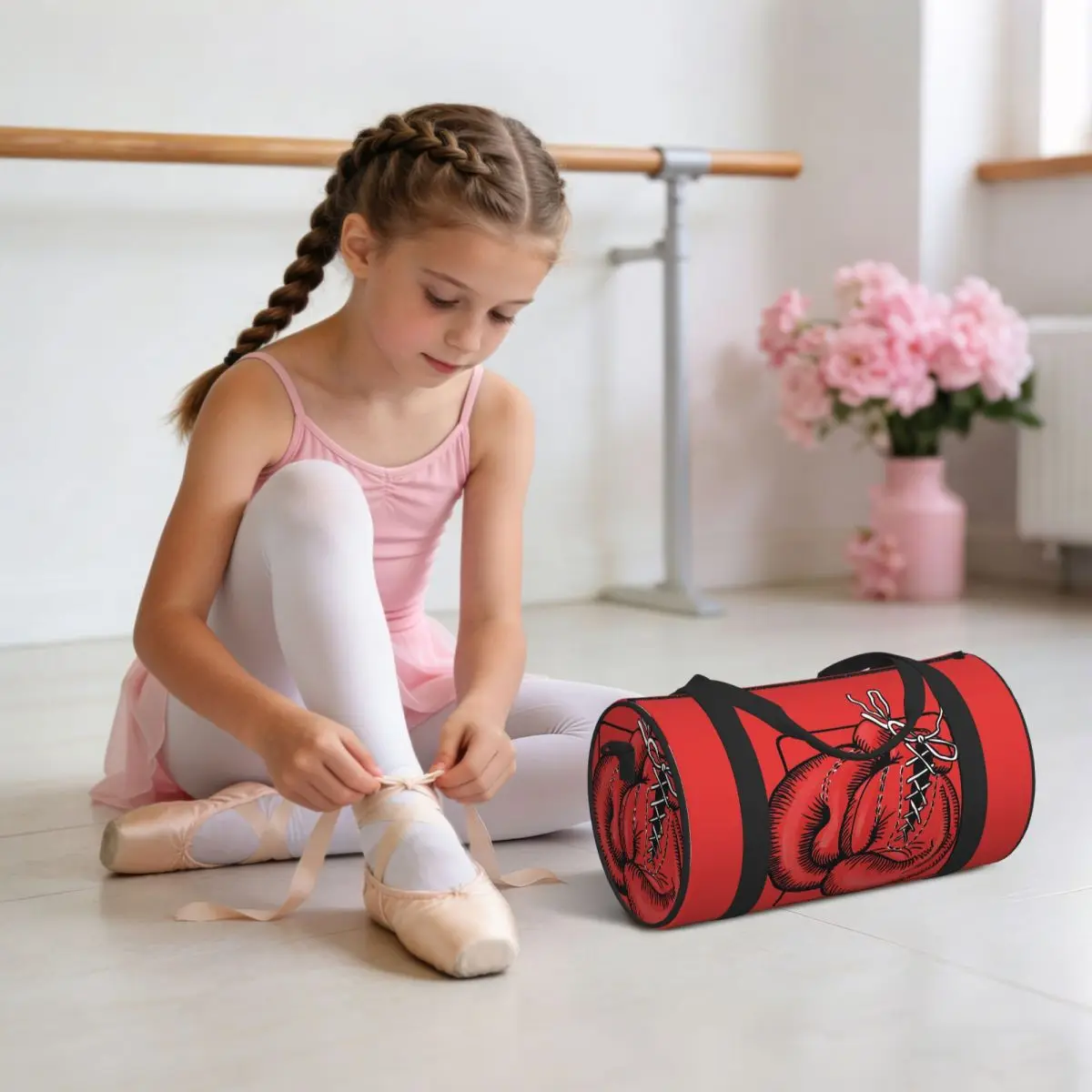 Red Boxing Gloves Luggage Bag Multi-Functional Duffle Tote Bag Handbags Gym Bags Fitness Bag for Boys Girls