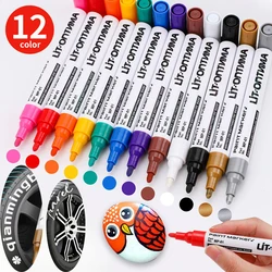 12 Color Original Motorcycle Waterproof Tire Balloon Permanent Paint Mark Ceramic Touch Up Paint Pen