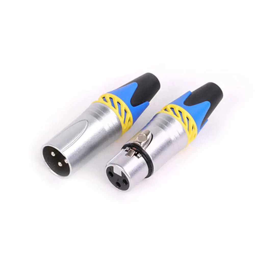 20pcs/10sets 3Pins XLR Connector Microphone MIC Male Plug&Female Jack Adapter 6 Colors Available Cannon Cable Terminal Soldering