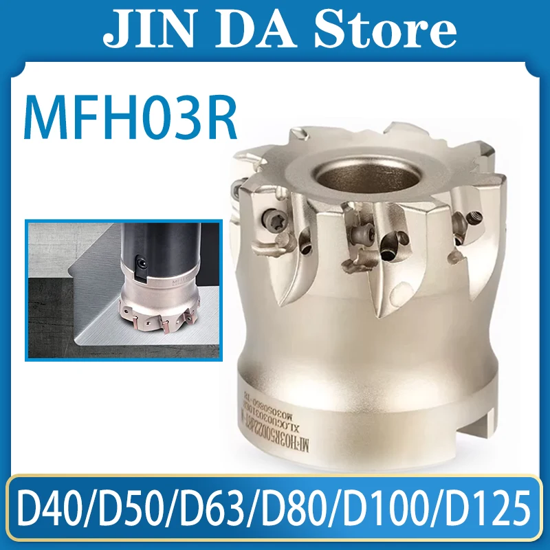 MFH MFH03R feed milling cutter head D40 D50 D63 D80 D100 D125 for FMB16 FMB22 FMB27 FMB32with LOGU0303 milling insert