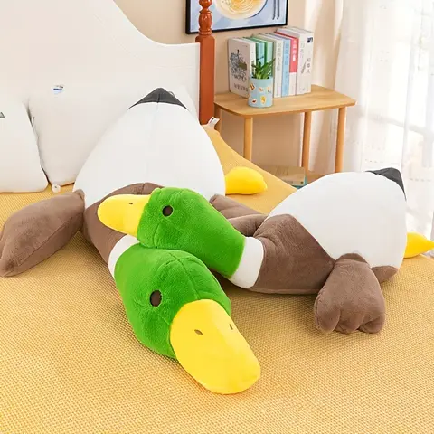 Duck Plush Toys Fluffy Sleep Pillow, Cute Animal Stuffed Swan Goose Soft Dolls Floor Mat