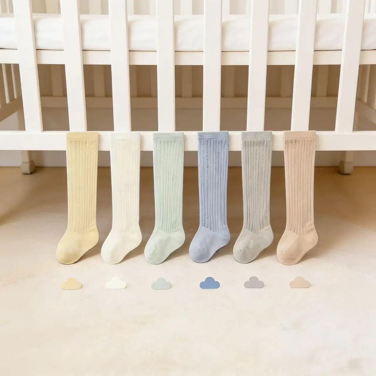 

Baby Girl Summer Over-the-Knee Cotton Socks 6 Pairs Breathable Mesh Thin Soft Anti-Mosquito Toddler Long Socks