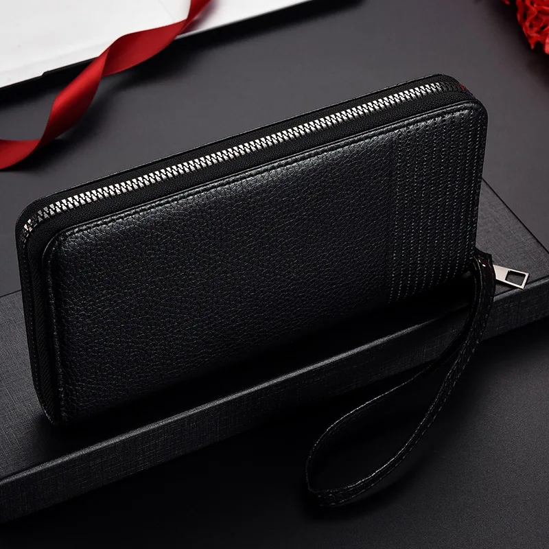 New Color Men`s Long Wallet For Men Rfid Blocking Clutch Organizer Zipper Leather Business Id Credit Card Holder Purse 2024 New