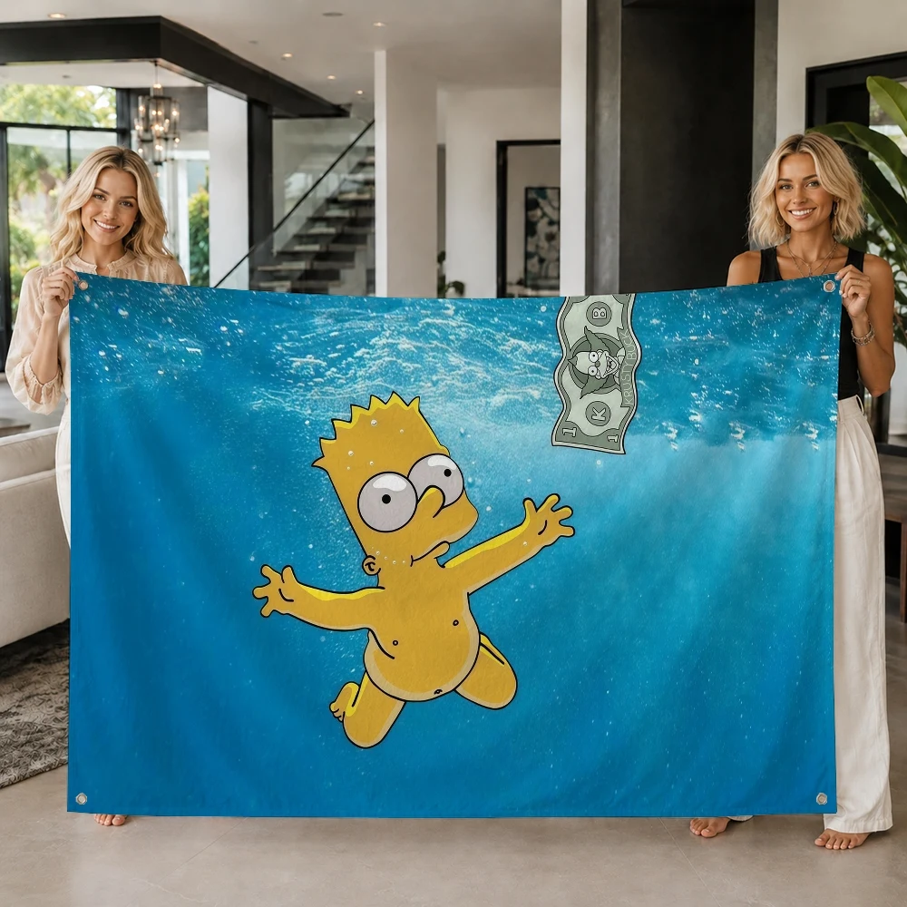 Cartoon The S-Simpsons-S Flag Decoration Outdoor Picnic Party Art Hanging Home Camping Party Banner