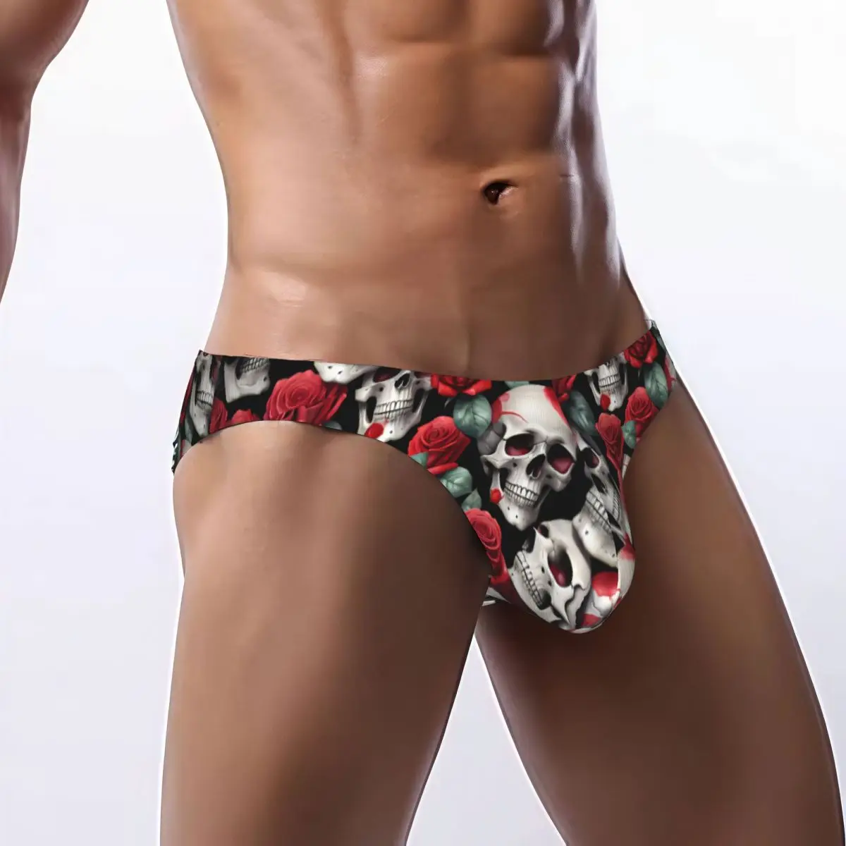

Мужское нижнее белье, трусы с изображением черепов и роз, сексуальные трусы, мужские трусики, нижнее белье-бикини, брюки Ropa