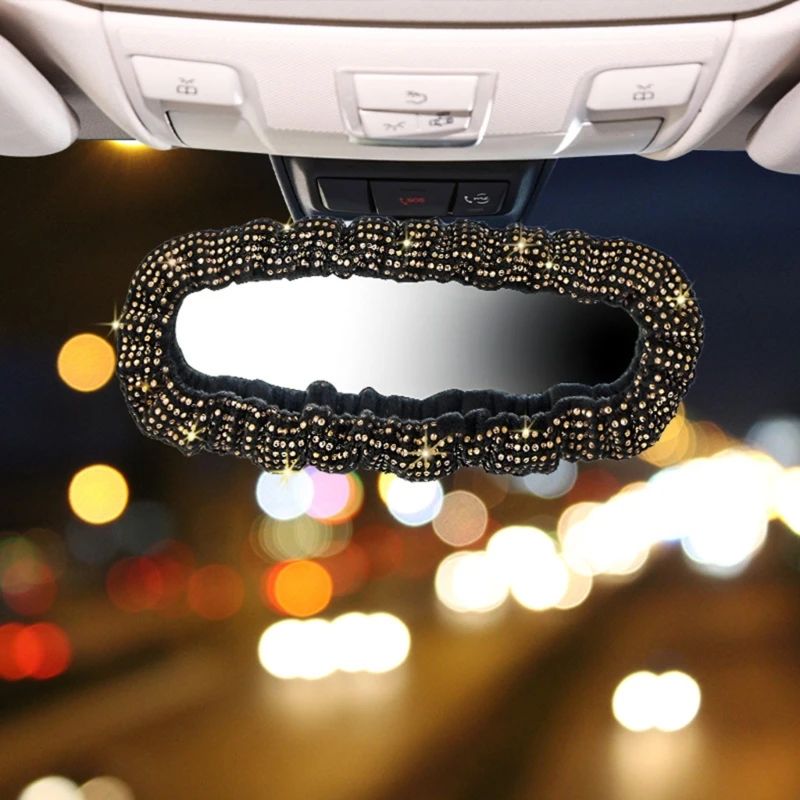 Screen Cover Rear View Mirror Protective Diamonds Crystal Elastic Band Protector