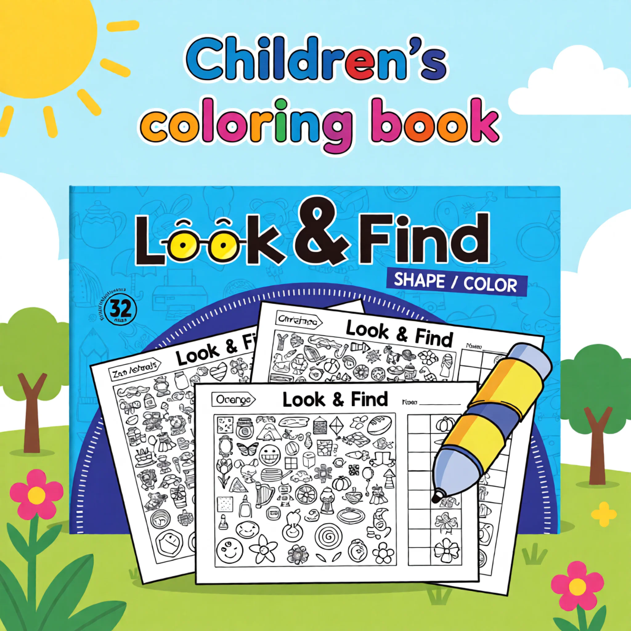 Kids Search for Items Game Book Fun Coloring Handwriting Exercise Book Boost Visual Perception Focus and Attention Training