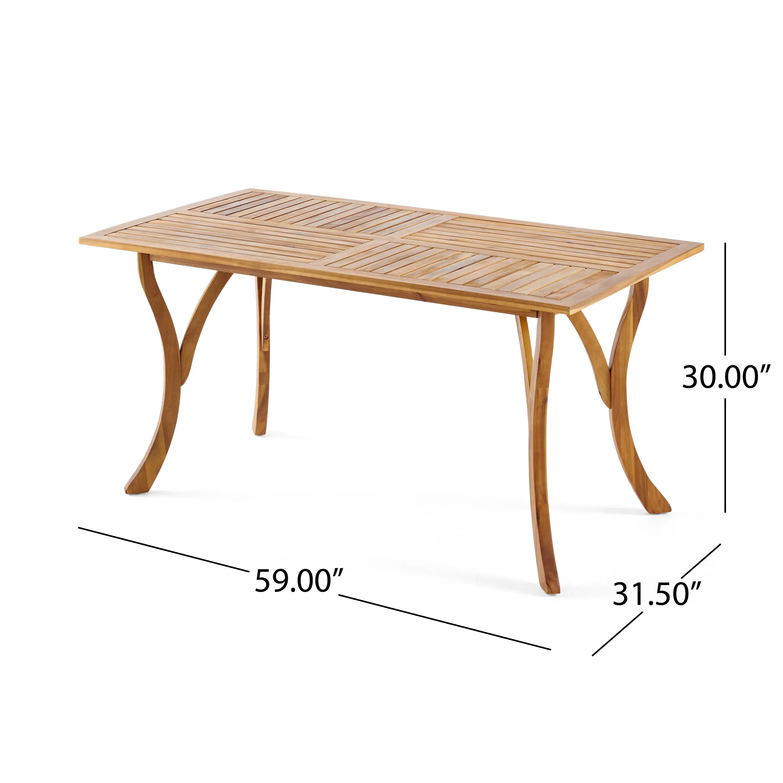 # Modern Outdoor 59 Inch Rectangular Acacia Wood Dining Table With Teak Finish Easy To Carry Garden Table