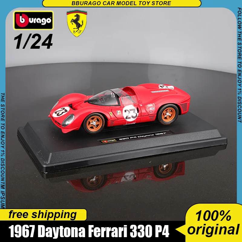 In Stock Bburago 1:24 24h Lemans Ferrari 330 P4 Daytona Alloy Miniature Diecast Model Ferrari 499p Car Model Custom Toy Kid Gift