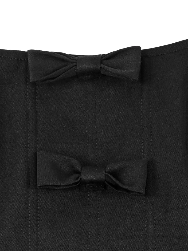 Black Sexy Fishbone Corset Shaper Ladies Slimming Bowknot Corsets Underbust Bustiers Women Summer Crop Tops Streetwear Clothes