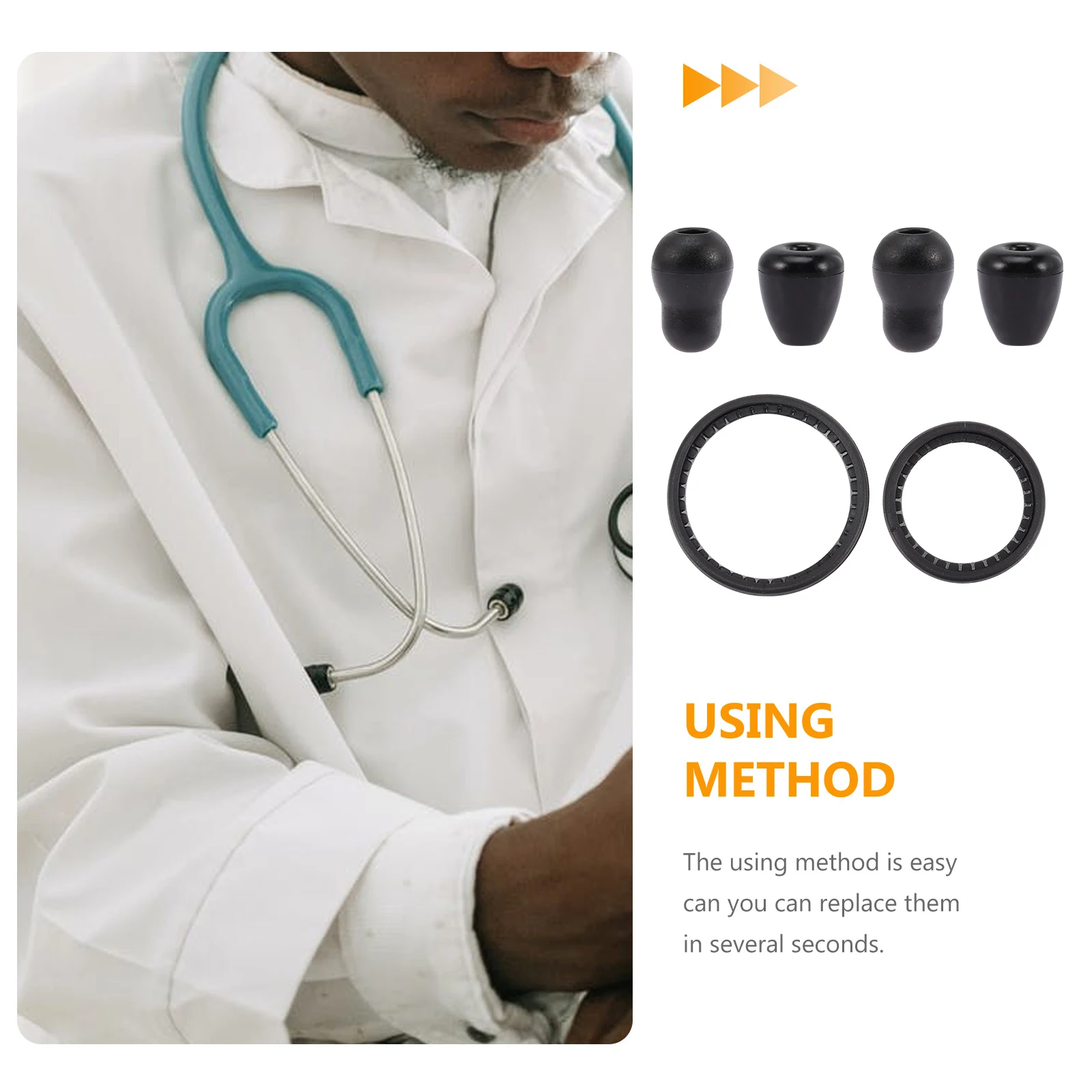 

2 Sets Stethoscope Earplug Child Tips Replacement Pvc Parts for Stethoscopes