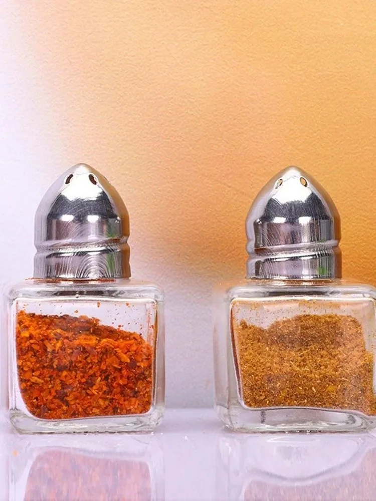 Bouteille d'assaisonnement en verre Transparent de 10/15ML, nouveau avec couvercle, Mini pot de sel, conteneur de stockage, outil de cuisine, bouteille de stockage pour barbecue