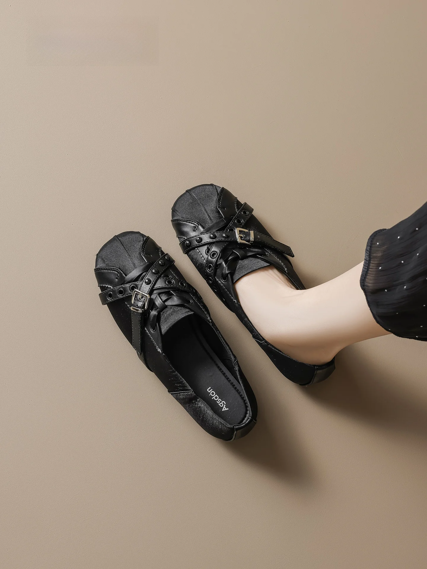 

Agsdon Summer 2026 Women's Flat Mary Jane Shoes Lightweight Slip-On Versatile Ballet Flats Breathable Fabric Interior