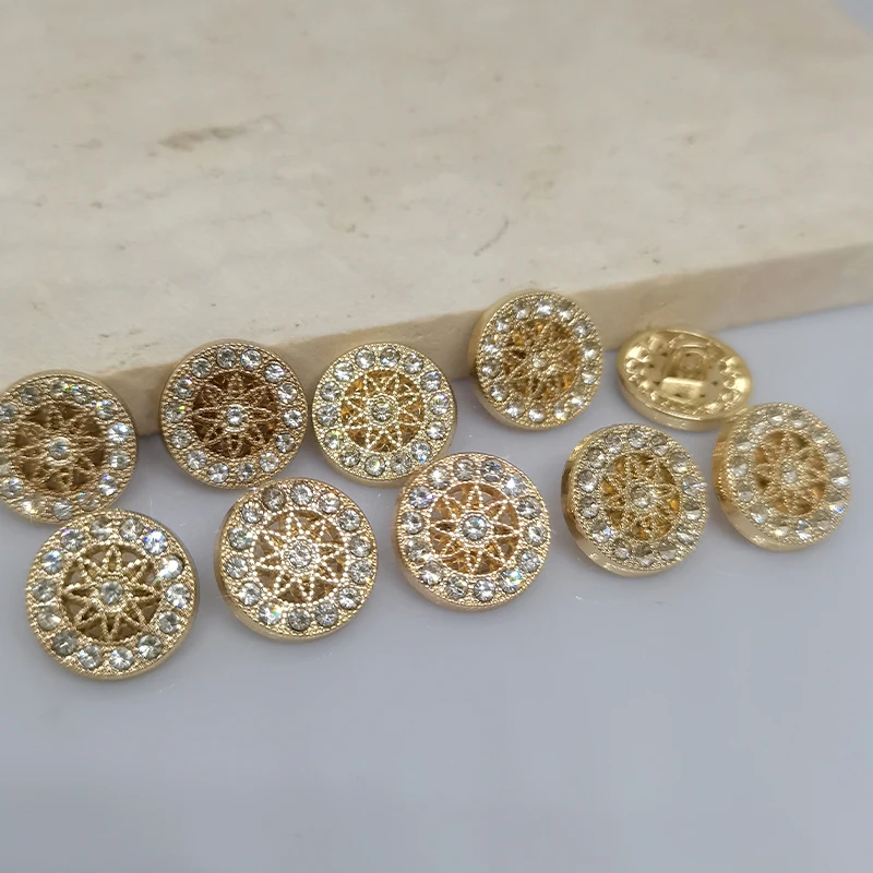 12/15/20MM Hot Sell Fashion Rhinestone Buttons Of Clothing High Quality Metal Shank Button For Women Garment Sewing Accessories