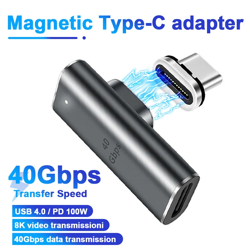 Magnetic USB C Adapter 24Pin Type C PD 100W Fast Charging Connector For Macbook Air Pro For Thunderbolt 3 40Gbp/s Converter