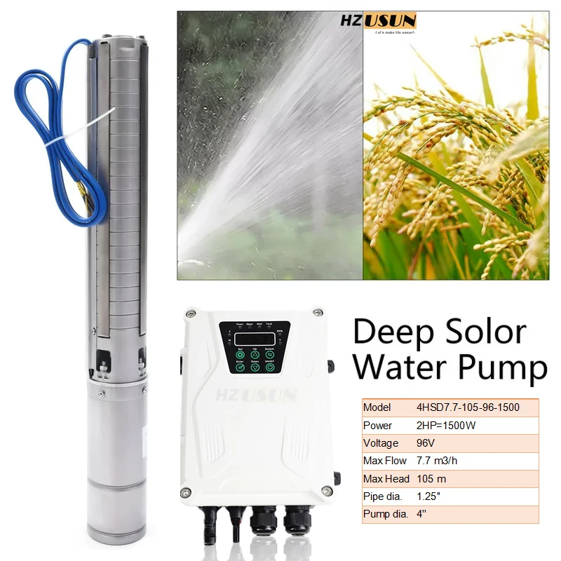 

2 HP Solar Powered DC Submersible Sprinkler Pump Price for Cattle Off Grid Agri Solar Motor 200 Ft Bore Water Transfer Pump Set