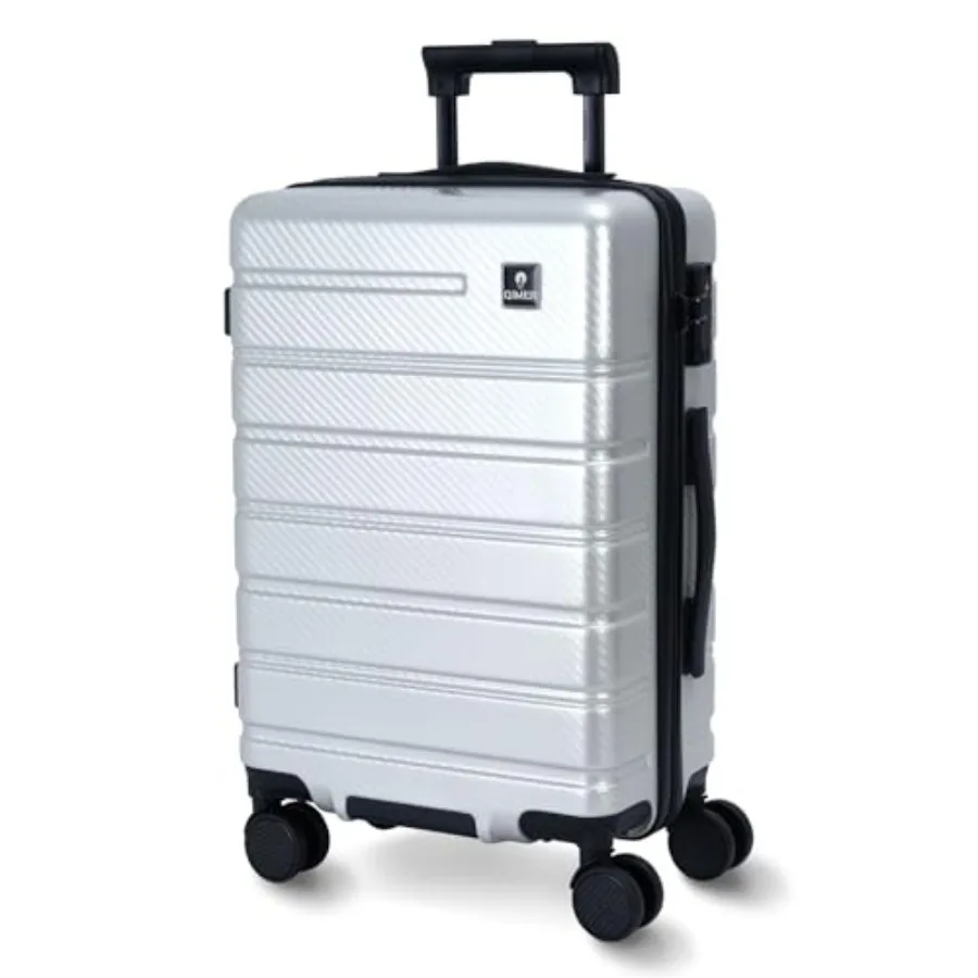 

20-дюймовый серебристый жесткий чемодан для ручной клади с замком TSA, молнией YKK, двойными вращающимися колесами, легкий чемодан для авиаперелетов