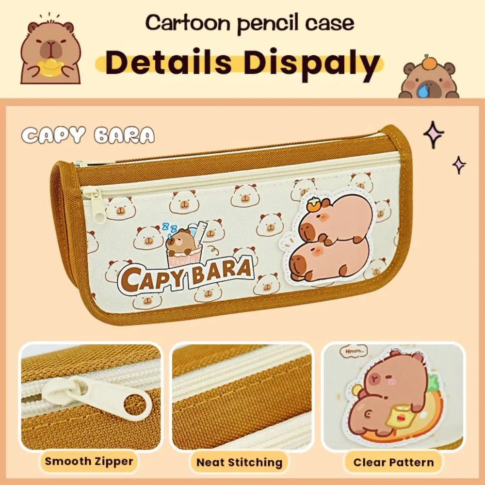 High Quality Oxford Cloth Pen Bag Double Layers Capyabra Pencil Case Large Capacity Pen Box Back To School