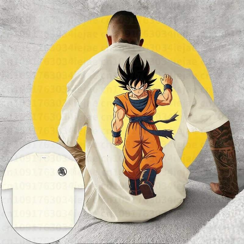 2026 Sommer Dragon Ball 100% Baumwolle Bedrucktes T-Shirt für Herren – Neu, Anime-Print, Bequem, Atmungsaktiv, Übergröße, Lässig, Locker