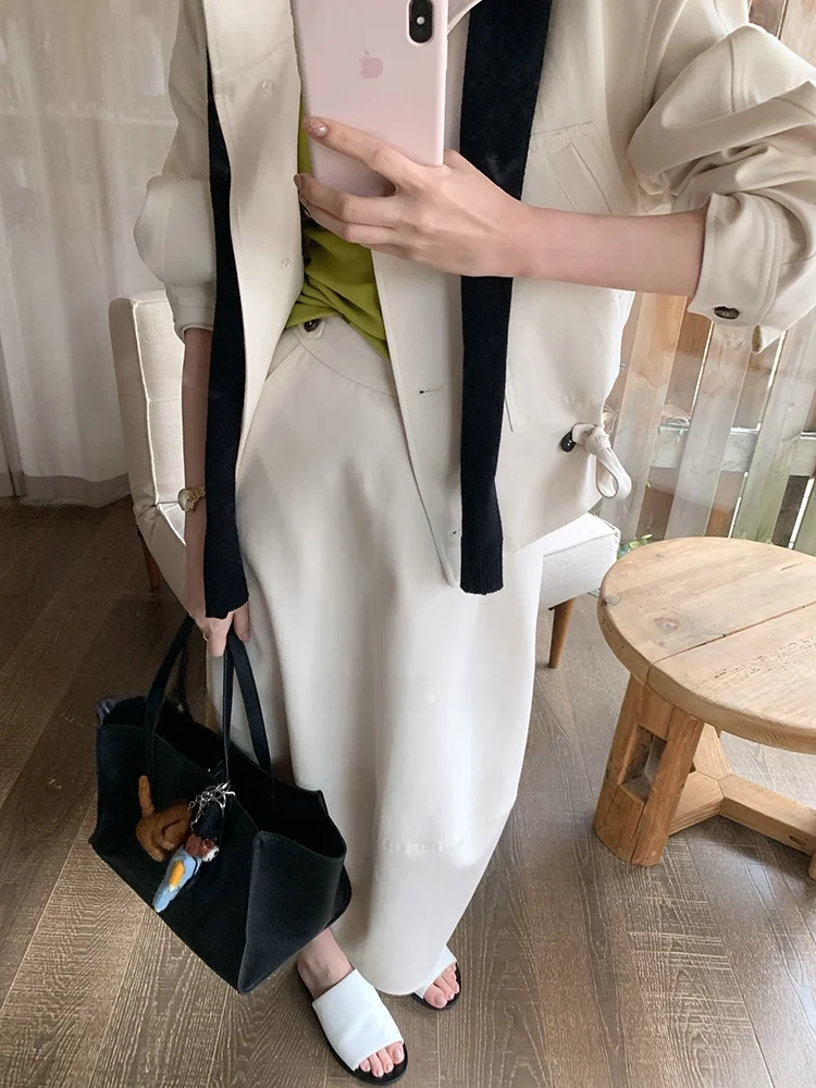 

Artme Women's Spring Outfit Long Sleeve Drawstring Design Rylee Cotton Stand Collar Jacket Top And Straight Skirt Pants Set