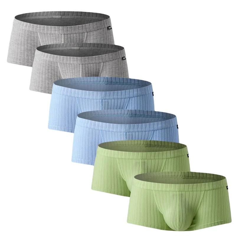 

Mens Underwear Low Rise Boxer Briefs Single Layer U Convex Pouch Underpants Breathable Boxers Pack for Men 6-Pack