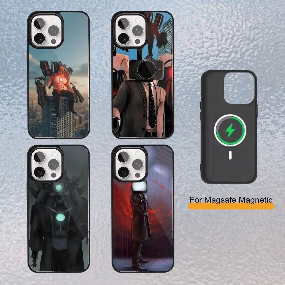 

S-Skibidi t-Toilet Phone Case for iPhone 17,16,15,14,13,12,11 Plus,Pro Max Magnetic Wireless Charging Cover